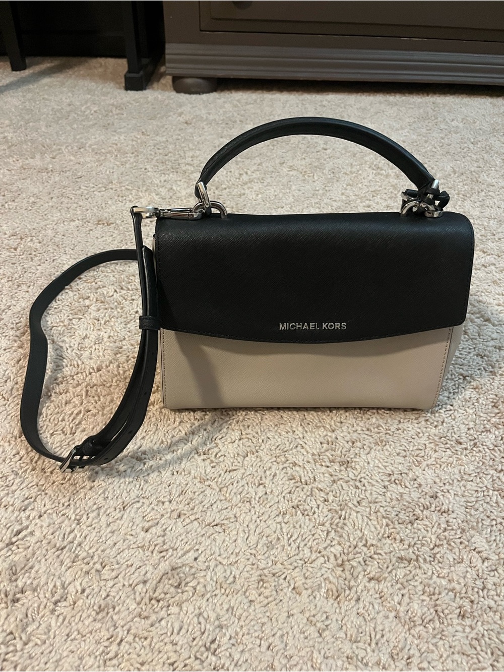 Michael Kors Two-Tone Top Handle Satchel - Black & Cream